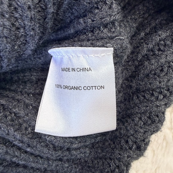 Quince Organic Cotton Fisherman Sweater Charcoal Gray Shaker Knit Crewneck Small - Picture 4 of 7